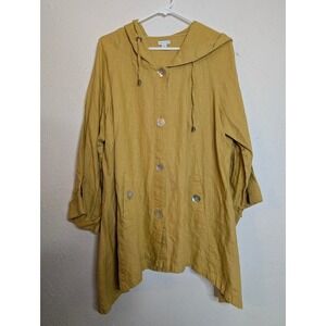 Sigrid Olsen Womens Size XL Hooded Poncho Linen Jacket Button Asymmetrical Hem